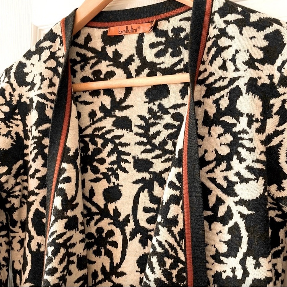 Belldini Black and White Open Cardigan